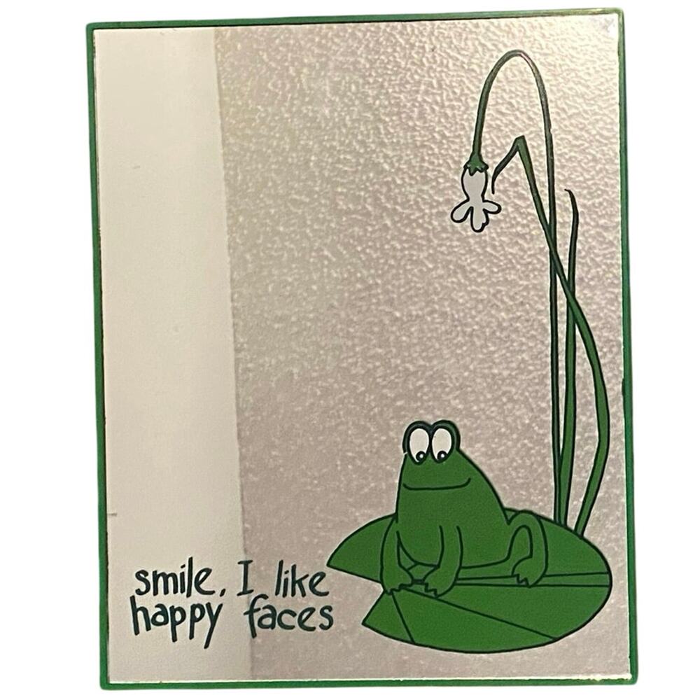 1978 Vtg Frog Hanging Locker Easel Mirror Freelance Smile I Like Happy Faces
